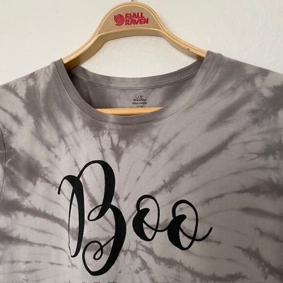 Halloween Tee Shirt BOO Gray Tie Dye Short‎ Sleeve Top Women's XL (16-18) - Picture 5 of 9